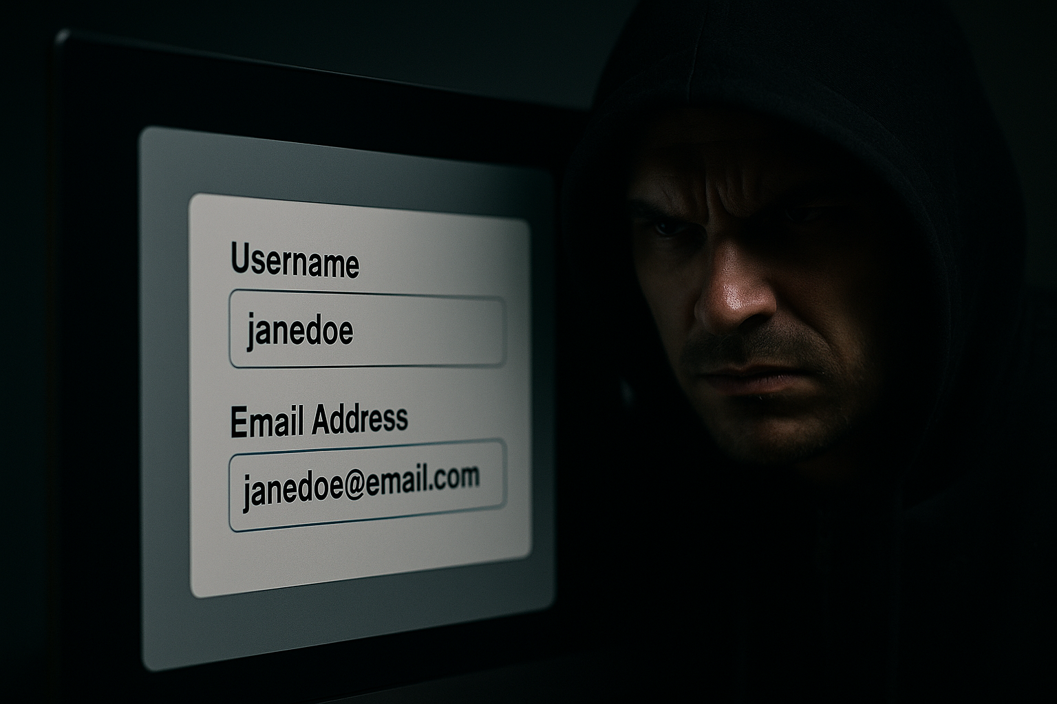 username and email window with bad actor